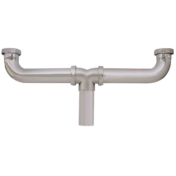 Jones Stephens 1-1/2in. x 16in. Chrome Plated Brass Slip Joint Center Outlet Waste 20 Gauge P38031 - main